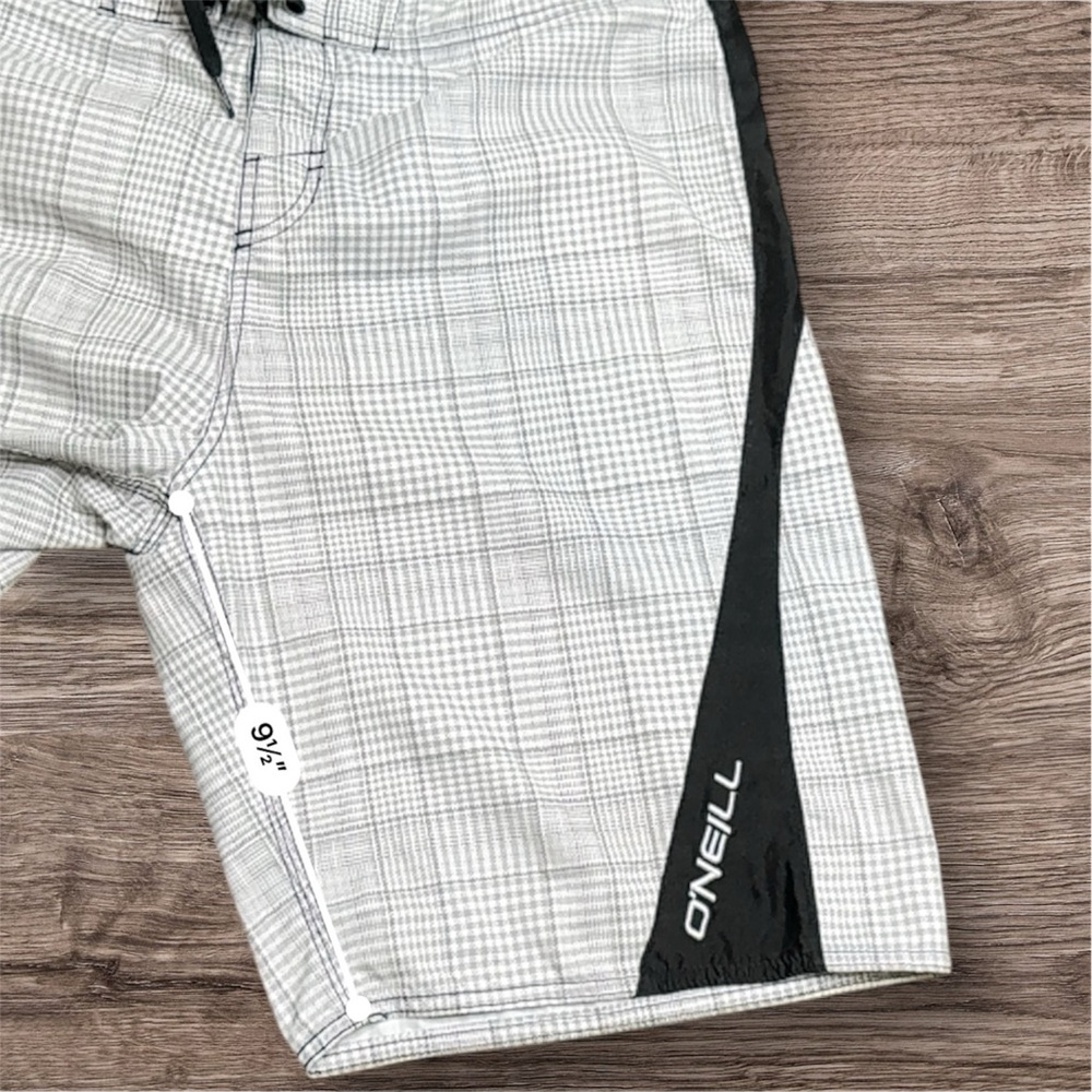 O'Neill Men's Gray and White Houndstooth Board Shorts Swim Trunks - Picture 4 of 4